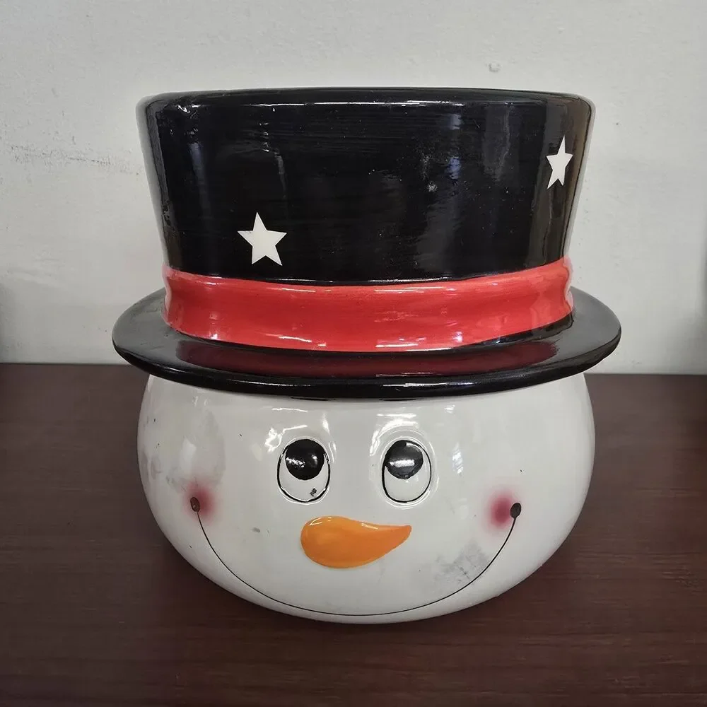 Holiday Snowman Vase Vintage 2009 Edible Arrangements Planter Pot